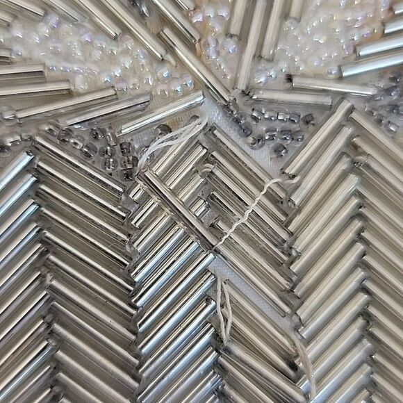 Vintage 60s Elegant Gold and Silver Hand Beaded Clutch Evening Bag - Picture 9 of 11